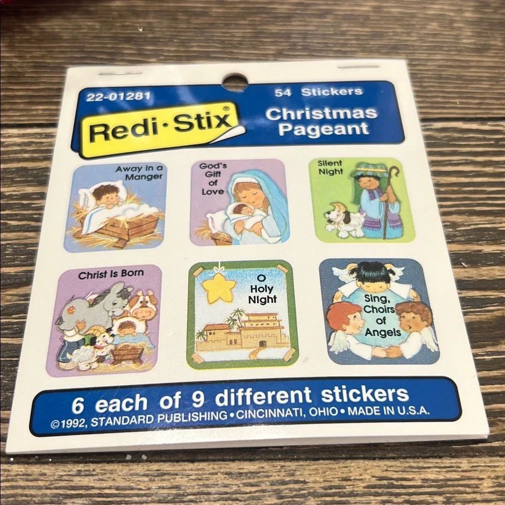 Vintage 1992 Redi-Stix Christmas Pageant Sticker‎ Set Made in USA 54 Stickers